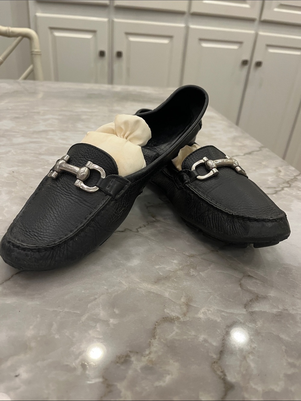 Black Ferragamo Driving Loafers Size 7.5